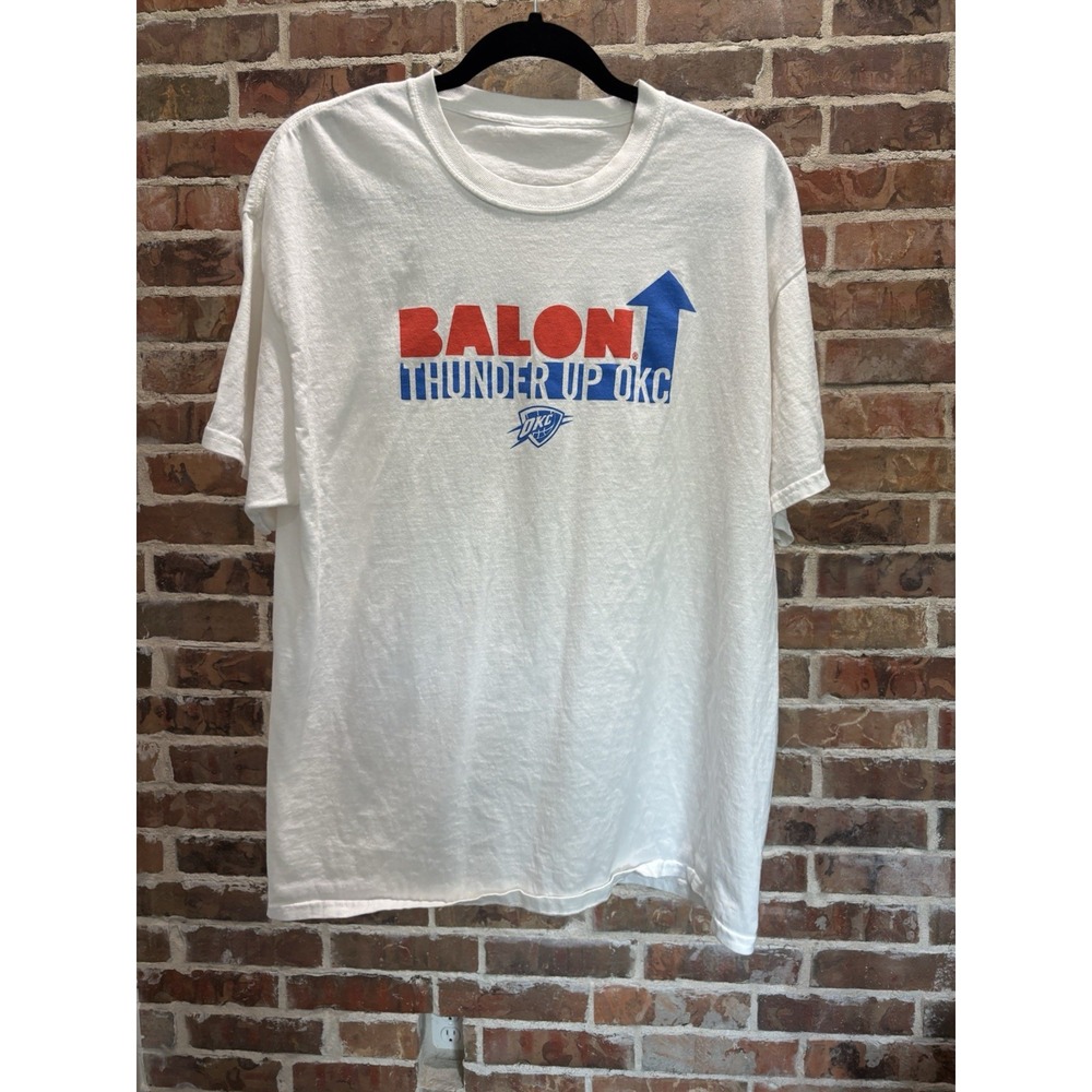 NBA OKC Thunder, THUNDER UP '24 Playoff Shirt,‎ Men's XL, White Cotton T Shirt,